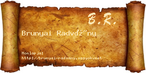 Brunyai Radvány névjegykártya